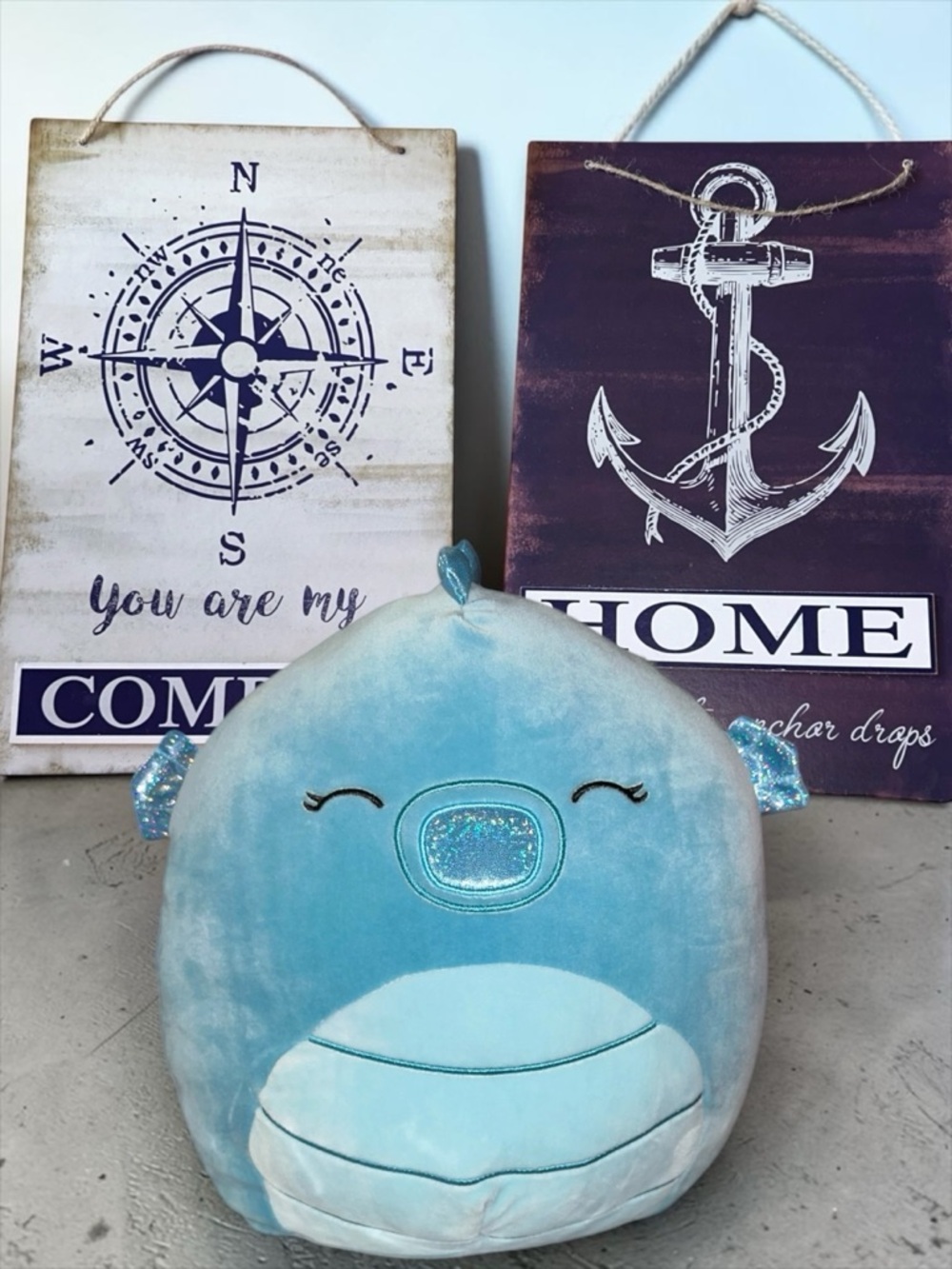 Coastal Decor Bundle + Squishmallow DeeDee Seahorse Plush NWT Nautical Set